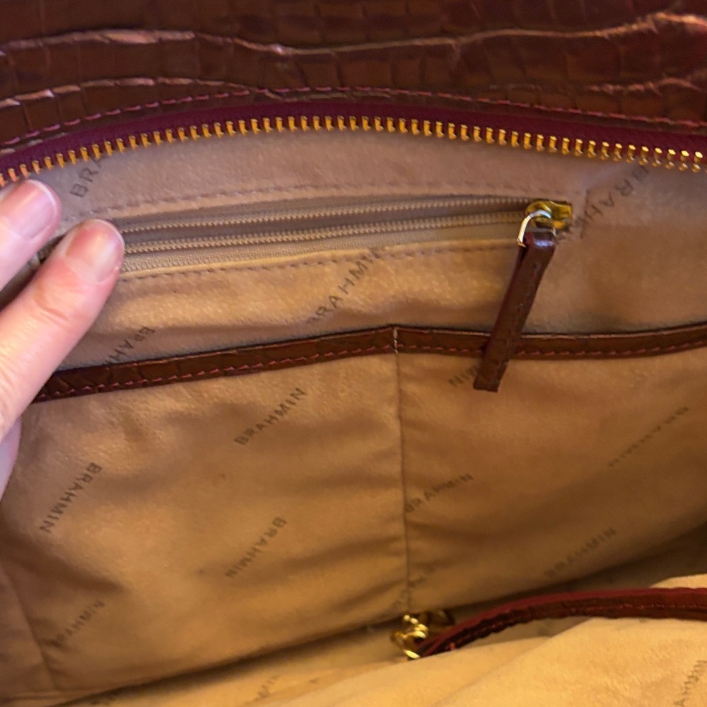 Brahmin Rich Burgundy Crocodile Satchel - Picture 8 of 9